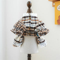 High Collar Small Dog & Cats Clothes Plaid Woolen - PeticaDeals