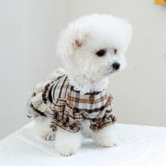 High Collar Small Dog & Cats Clothes Plaid Woolen - PeticaDeals