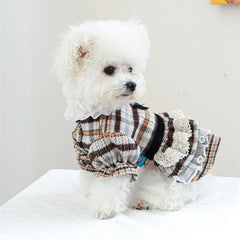 High Collar Small Dog & Cats Clothes Plaid Woolen - PeticaDeals