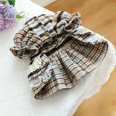 High Collar Small Dog & Cats Clothes Plaid Woolen - PeticaDeals