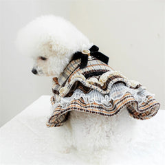 High Collar Small Dog & Cats Clothes Plaid Woolen - PeticaDeals