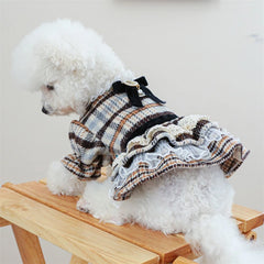 High Collar Small Dog & Cats Clothes Plaid Woolen - PeticaDeals
