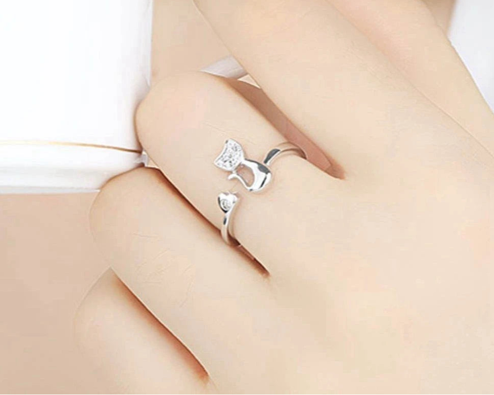 High Quality Cat Heart Shaped Adjustable Rings for Women - PeticaDeals