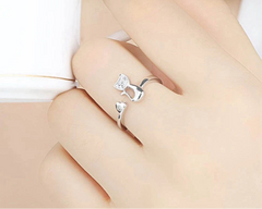 High Quality Cat Heart Shaped Adjustable Rings for Women - PeticaDeals