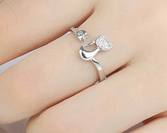 High Quality Cat Heart Shaped Adjustable Rings for Women - PeticaDeals