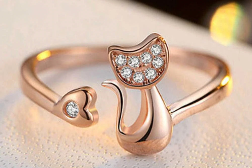 High Quality Cat Heart Shaped Adjustable Rings for Women - PeticaDeals