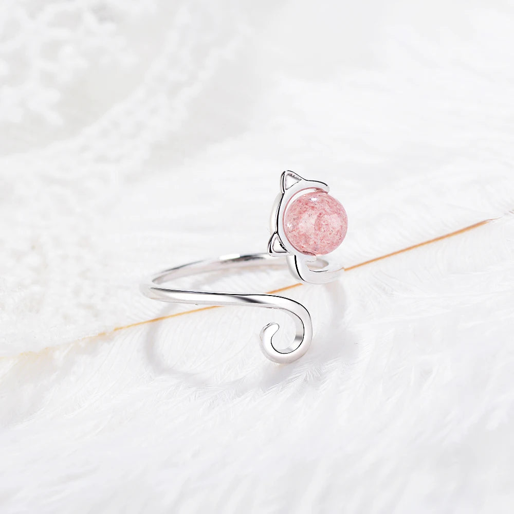 High Quality Cute Animal Cat Open Rings For Women Sterling Silver Jewelry - PeticaDeals