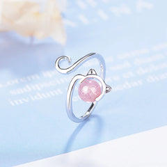 High Quality Cute Animal Cat Open Rings For Women Sterling Silver Jewelry - PeticaDeals