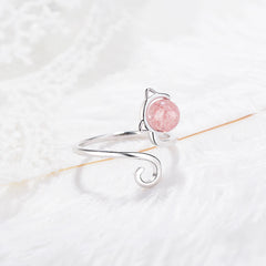 High Quality Cute Animal Cat Open Rings For Women Sterling Silver Jewelry - PeticaDeals