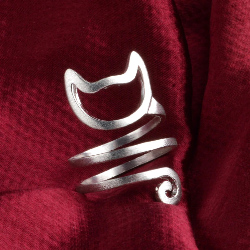 High Quality Cute Animal Cat Open Rings For Women Sterling Silver Jewelry - PeticaDeals
