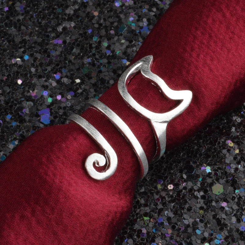 High Quality Cute Animal Cat Open Rings For Women Sterling Silver Jewelry - PeticaDeals