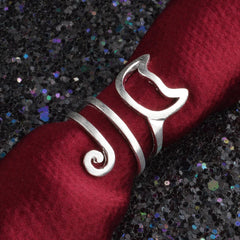 High Quality Cute Animal Cat Open Rings For Women Sterling Silver Jewelry - PeticaDeals