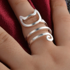 High Quality Cute Animal Cat Open Rings For Women Sterling Silver Jewelry - PeticaDeals