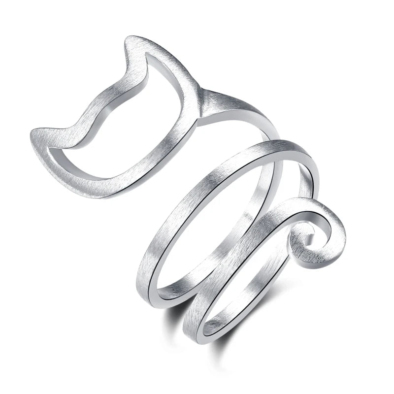 High Quality Cute Animal Cat Open Rings For Women Sterling Silver Jewelry - PeticaDeals