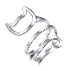 High Quality Cute Animal Cat Open Rings For Women Sterling Silver Jewelry - PeticaDeals