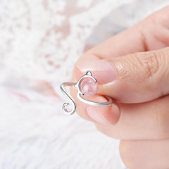 High Quality Cute Animal Cat Open Rings For Women Sterling Silver Jewelry - PeticaDeals