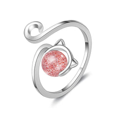 High Quality Cute Animal Cat Open Rings For Women Sterling Silver Jewelry - PeticaDeals