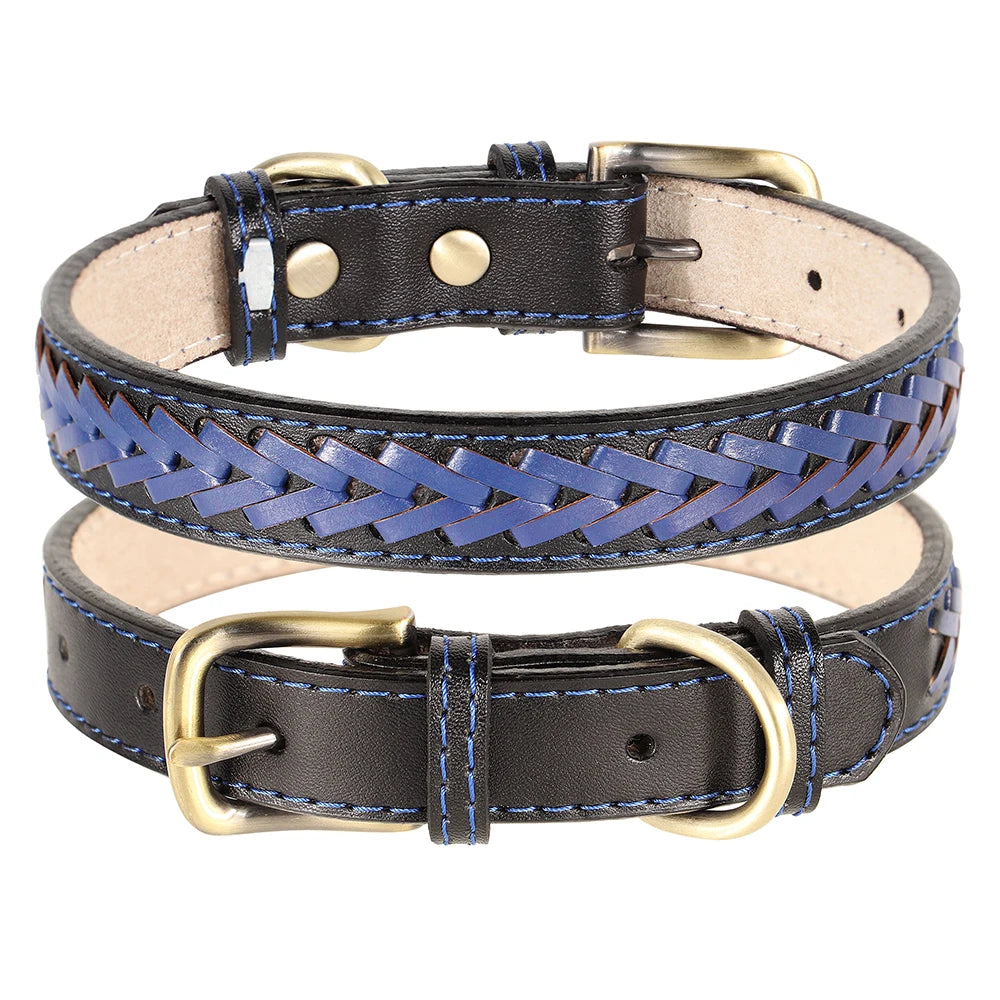High Quality Leather Dog Braided Durable Pet Collars - PeticaDeals