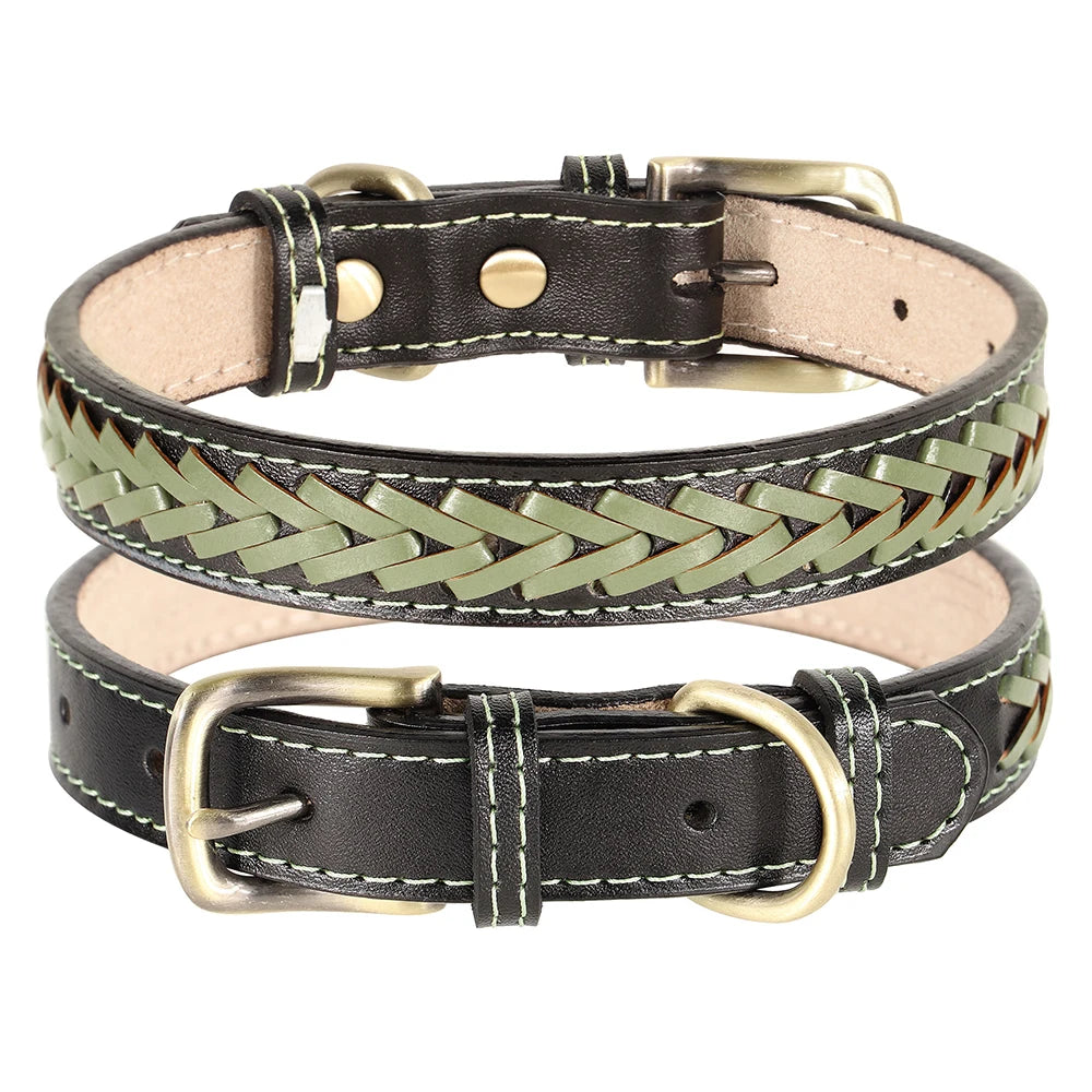 High Quality Leather Dog Braided Durable Pet Collars - PeticaDeals
