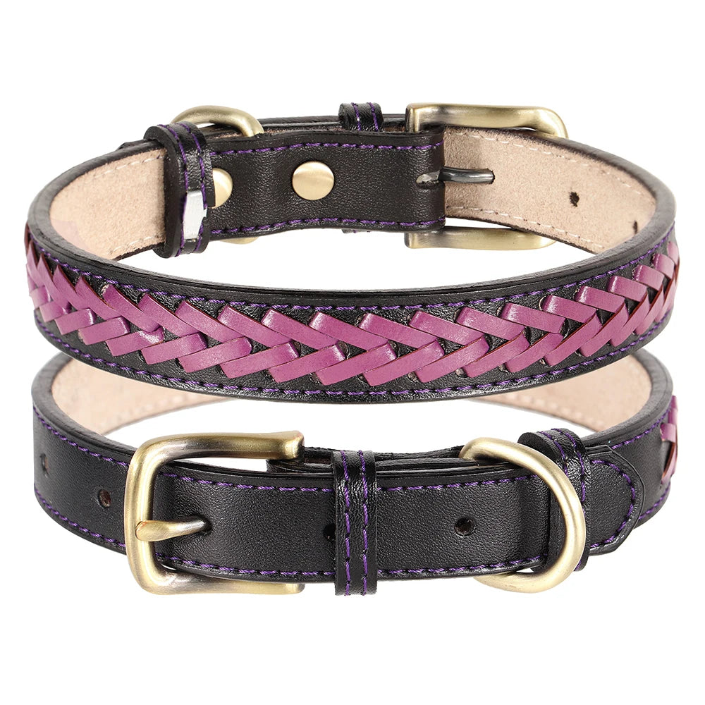 High Quality Leather Dog Braided Durable Pet Collars - PeticaDeals