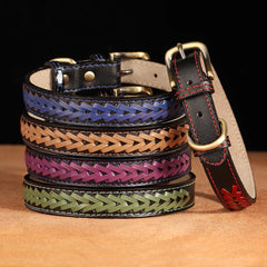 High Quality Leather Dog Braided Durable Pet Collars - PeticaDeals