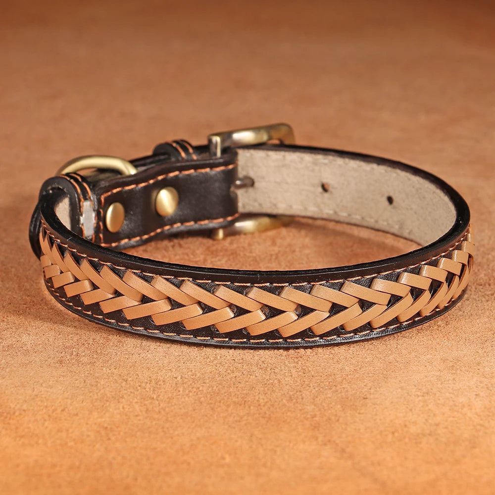 High Quality Leather Dog Braided Durable Pet Collars - PeticaDeals