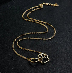 Hollow Pet Paw Footprint Necklace Cute for Women Jewelry Necklace - PeticaDeals