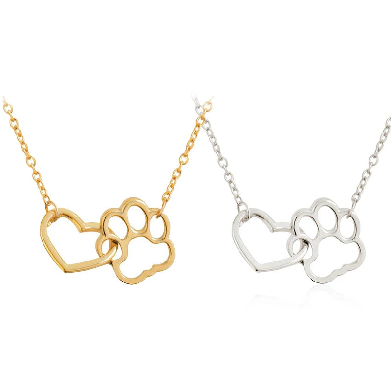 Hollow Pet Paw Footprint Necklace Cute for Women Jewelry Necklace - PeticaDeals