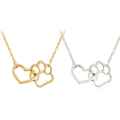 Hollow Pet Paw Footprint Necklace Cute for Women Jewelry Necklace - PeticaDeals