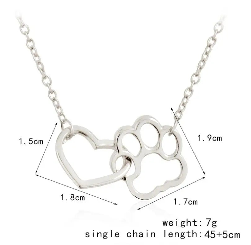 Hollow Pet Paw Footprint Necklace Cute for Women Jewelry Necklace - PeticaDeals