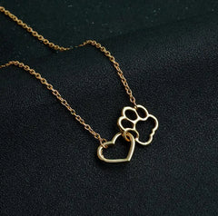 Hollow Pet Paw Footprint Necklace Cute for Women Jewelry Necklace - PeticaDeals