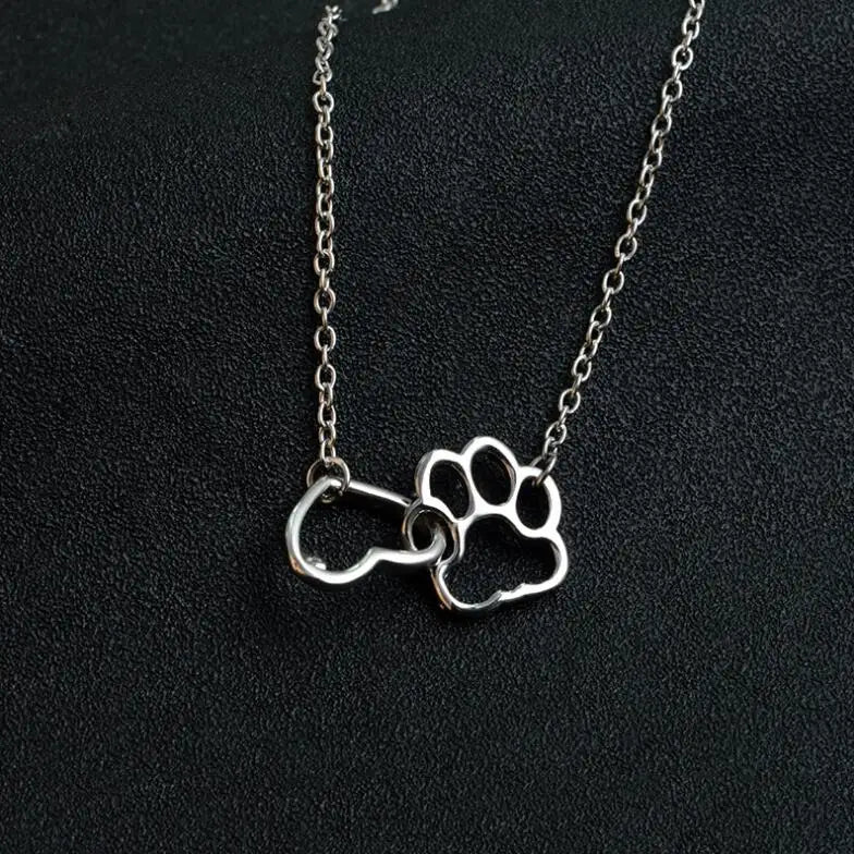 Hollow Pet Paw Footprint Necklace Cute for Women Jewelry Necklace - PeticaDeals