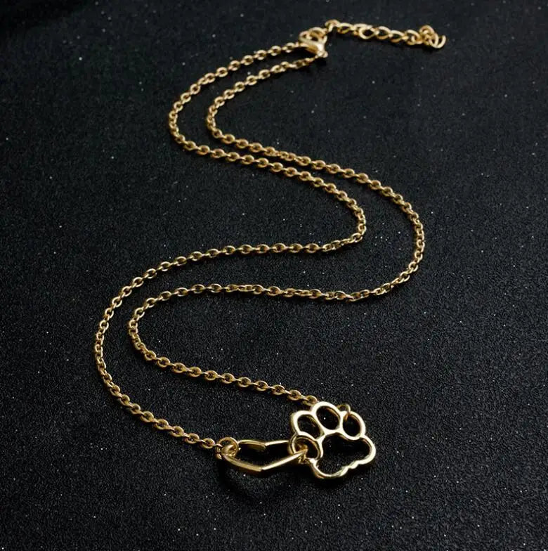 Hollow Pet Paw Footprint Necklace Cute for Women Jewelry Necklace - PeticaDeals