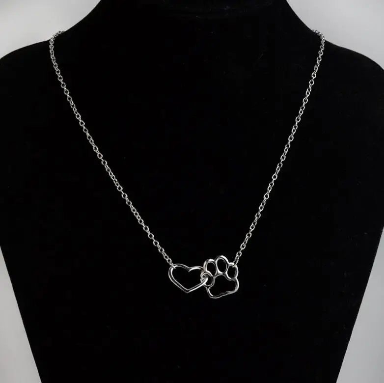 Hollow Pet Paw Footprint Necklace Cute for Women Jewelry Necklace - PeticaDeals