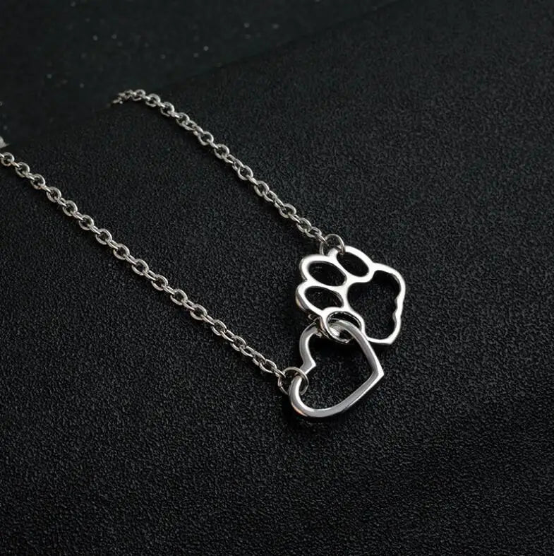 Hollow Pet Paw Footprint Necklace Cute for Women Jewelry Necklace - PeticaDeals