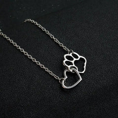 Hollow Pet Paw Footprint Necklace Cute for Women Jewelry Necklace - PeticaDeals
