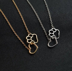 Hollow Pet Paw Footprint Necklace Cute for Women Jewelry Necklace - PeticaDeals