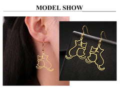 Hugging Cats Kittens Earrings for Women Girls Stainless Steel Cute Dog Dangle Earrings - PeticaDeals