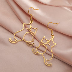 Hugging Cats Kittens Earrings for Women Girls Stainless Steel Cute Dog Dangle Earrings - PeticaDeals