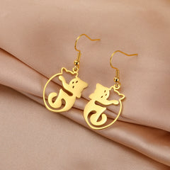 Hugging Cats Kittens Earrings for Women Girls Stainless Steel Cute Dog Dangle Earrings - PeticaDeals