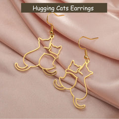 Hugging Cats Kittens Earrings for Women Girls Stainless Steel Cute Dog Dangle Earrings - PeticaDeals