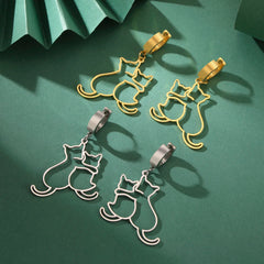 Hugging Cats Kittens Earrings for Women Girls Stainless Steel Cute Dog Dangle Earrings - PeticaDeals