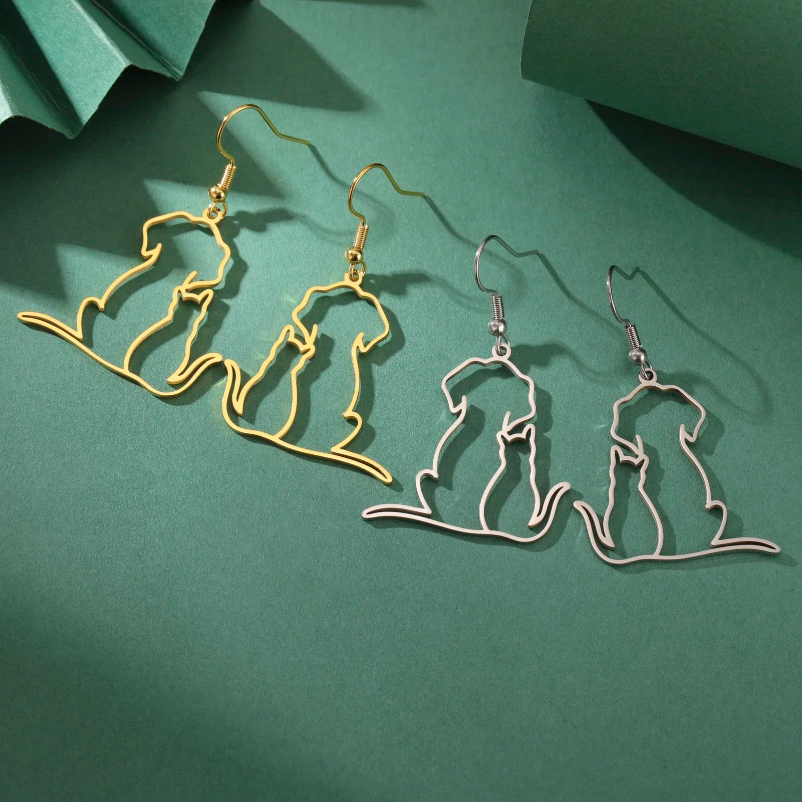 Hugging Cats Kittens Earrings for Women Girls Stainless Steel Cute Dog Dangle Earrings - PeticaDeals
