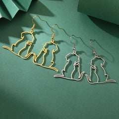 Hugging Cats Kittens Earrings for Women Girls Stainless Steel Cute Dog Dangle Earrings - PeticaDeals