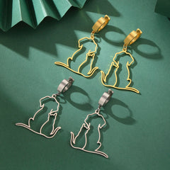 Hugging Cats Kittens Earrings for Women Girls Stainless Steel Cute Dog Dangle Earrings - PeticaDeals
