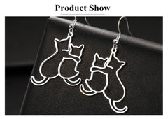 Hugging Cats Kittens Earrings for Women Girls Stainless Steel Cute Dog Dangle Earrings - PeticaDeals