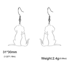 Hugging Cats Kittens Earrings for Women Girls Stainless Steel Cute Dog Dangle Earrings - PeticaDeals