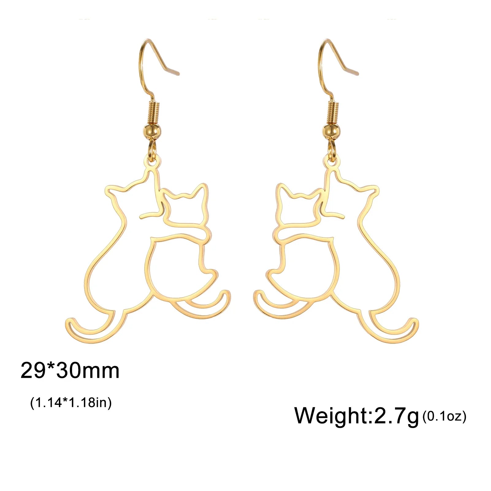 Hugging Cats Kittens Earrings for Women Girls Stainless Steel Cute Dog Dangle Earrings - PeticaDeals