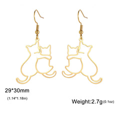 Hugging Cats Kittens Earrings for Women Girls Stainless Steel Cute Dog Dangle Earrings - PeticaDeals