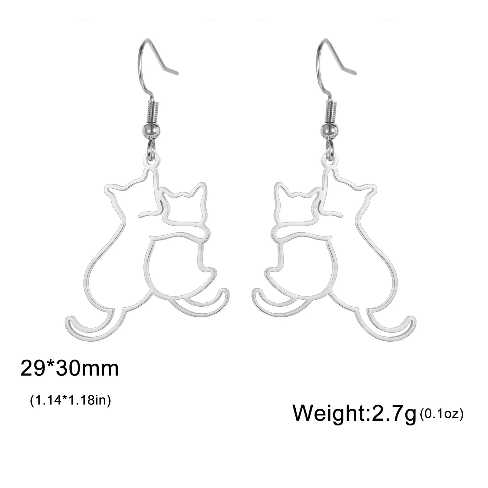 Hugging Cats Kittens Earrings for Women Girls Stainless Steel Cute Dog Dangle Earrings - PeticaDeals